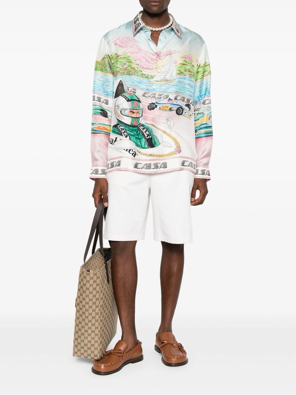 Casablanca Multicolour silk “The art of racing” shirt